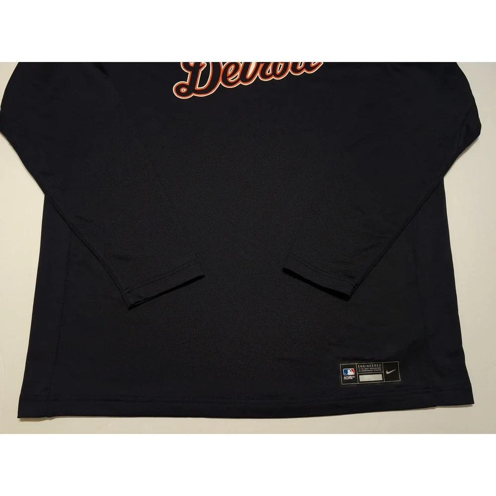 NIKE Detroit Tigers Long Sleeve Shirt Mens XXL 2XL MLB Authentic Team Issue